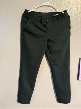 Express Women's Dark Green Tailored Slim Dress Pants